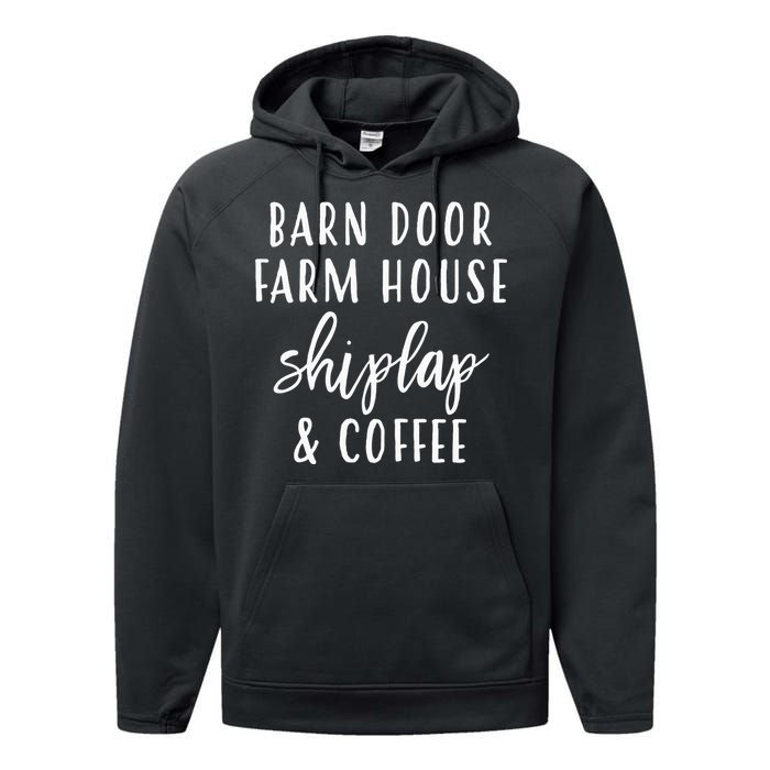 Womens Barn Door Farmhouse Shiplap & Coffee Performance Fleece Hoodie