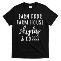 Womens Barn Door Farmhouse Shiplap & Coffee T-Shirt