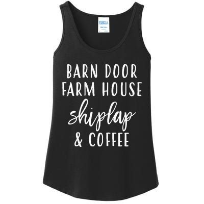 Womens Barn Door Farmhouse Shiplap & Coffee Ladies Essential Tank