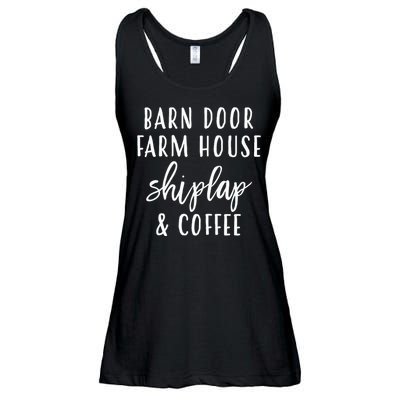 Womens Barn Door Farmhouse Shiplap & Coffee Ladies Essential Flowy Tank