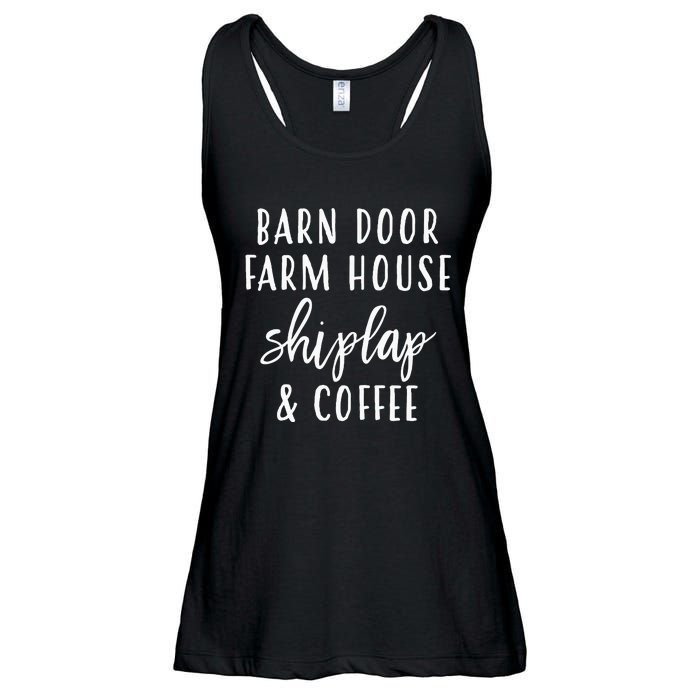 Womens Barn Door Farmhouse Shiplap & Coffee Ladies Essential Flowy Tank