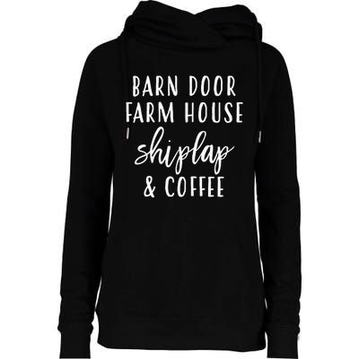 Womens Barn Door Farmhouse Shiplap & Coffee Womens Funnel Neck Pullover Hood