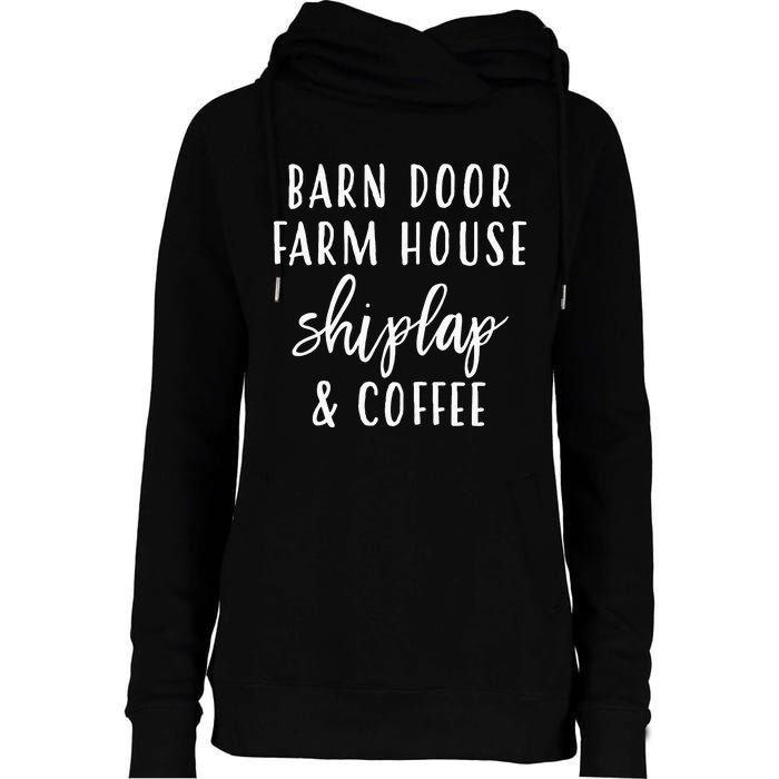 Womens Barn Door Farmhouse Shiplap & Coffee Womens Funnel Neck Pullover Hood