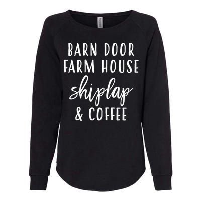 Womens Barn Door Farmhouse Shiplap & Coffee Womens California Wash Sweatshirt