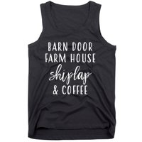 Womens Barn Door Farmhouse Shiplap & Coffee Tank Top