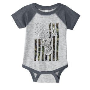 Whitetail Buck Deer Hunting American Camouflage USA Flag Infant Baby Jersey Bodysuit