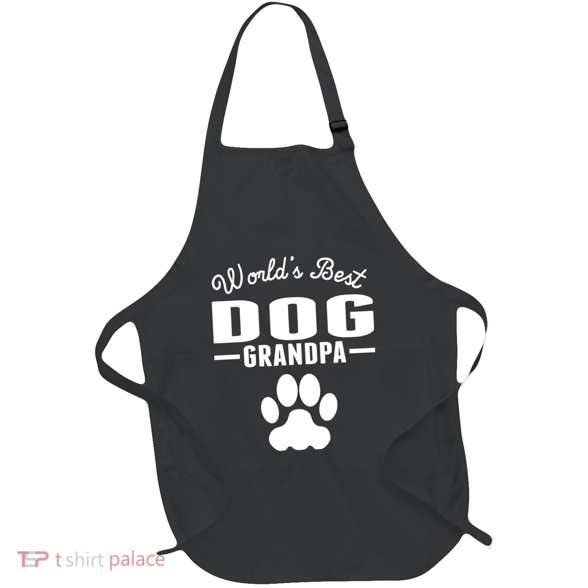 WorldS Best Dog Grandpa Full-Length Apron With Pockets