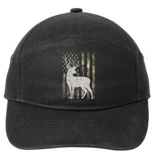 Whitetail Buck Deer Hunting American Camouflage USA Flag 7-Panel Snapback Hat