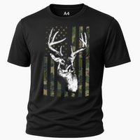 Whitetail Buck Deer Hunting USA Camouflage American Flag Cooling Performance Crew T-Shirt