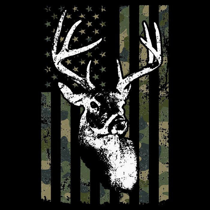 Whitetail Buck Deer Hunting USA Camouflage American Flag Cooling Performance Crew T-Shirt