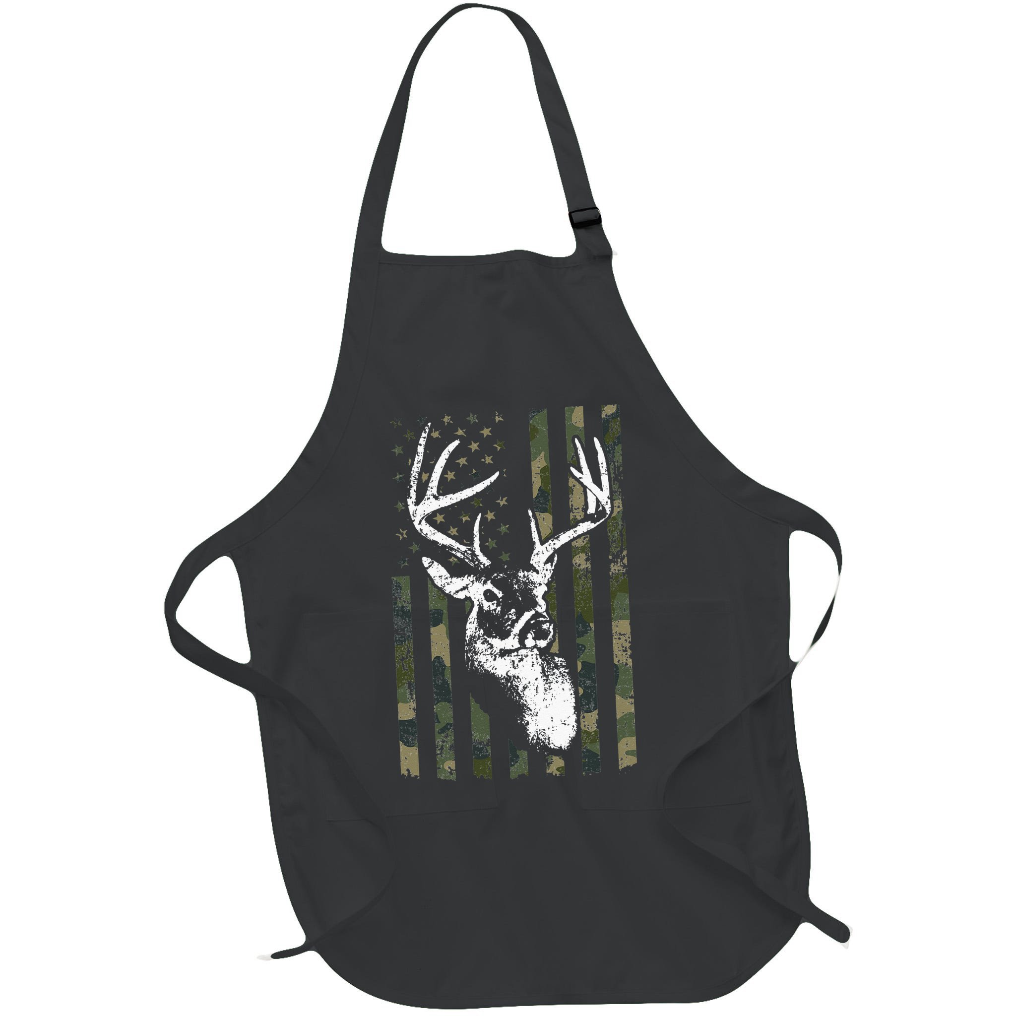 Whitetail Buck Deer Hunting USA Camouflage American Flag Apron