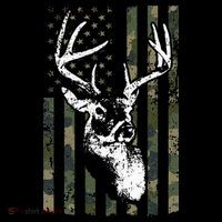 Whitetail Buck Deer Hunting USA Camouflage American Flag T-Shirt