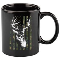 Whitetail Buck Deer Hunting USA Camouflage American Flag 11oz C Handle Ceramic Mug
