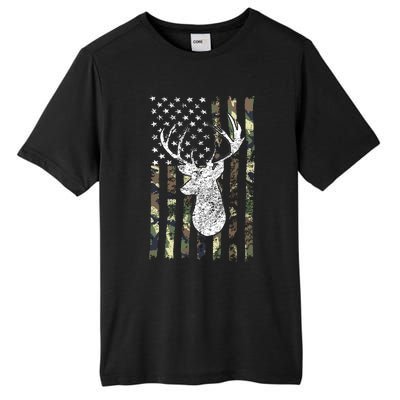 Whitetail Buck Deer Hunting American Camouflage USA Flag Tall Fusion ChromaSoft Performance T-Shirt