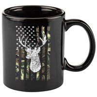 Whitetail Buck Deer Hunting American Camouflage USA Flag 11oz C Handle Ceramic Mug