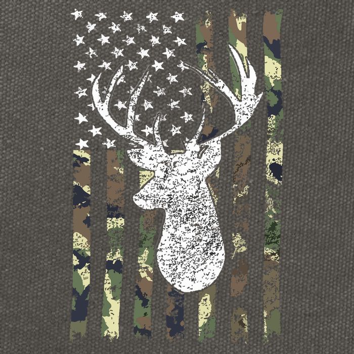 Whitetail Buck Deer Hunting American Camouflage USA Flag Cotton Canvas Backpack