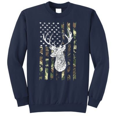 Whitetail Buck Deer Hunting American Camouflage USA Flag Sweatshirt