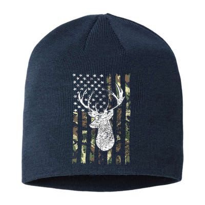 Whitetail Buck Deer Hunting American Camouflage USA Flag Sustainable Beanie