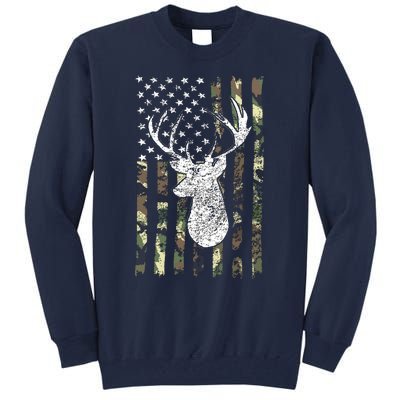 Whitetail Buck Deer Hunting American Camouflage USA Flag Tall Sweatshirt