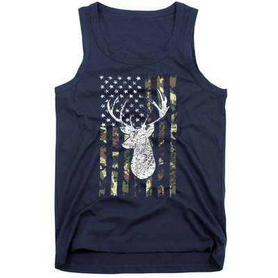 Whitetail Buck Deer Hunting American Camouflage USA Flag Tank Top