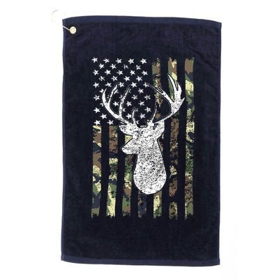 Whitetail Buck Deer Hunting American Camouflage USA Flag Golf Towel