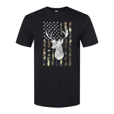 Whitetail Buck Deer Hunting American Camouflage USA Flag Softstyle CVC T-Shirt