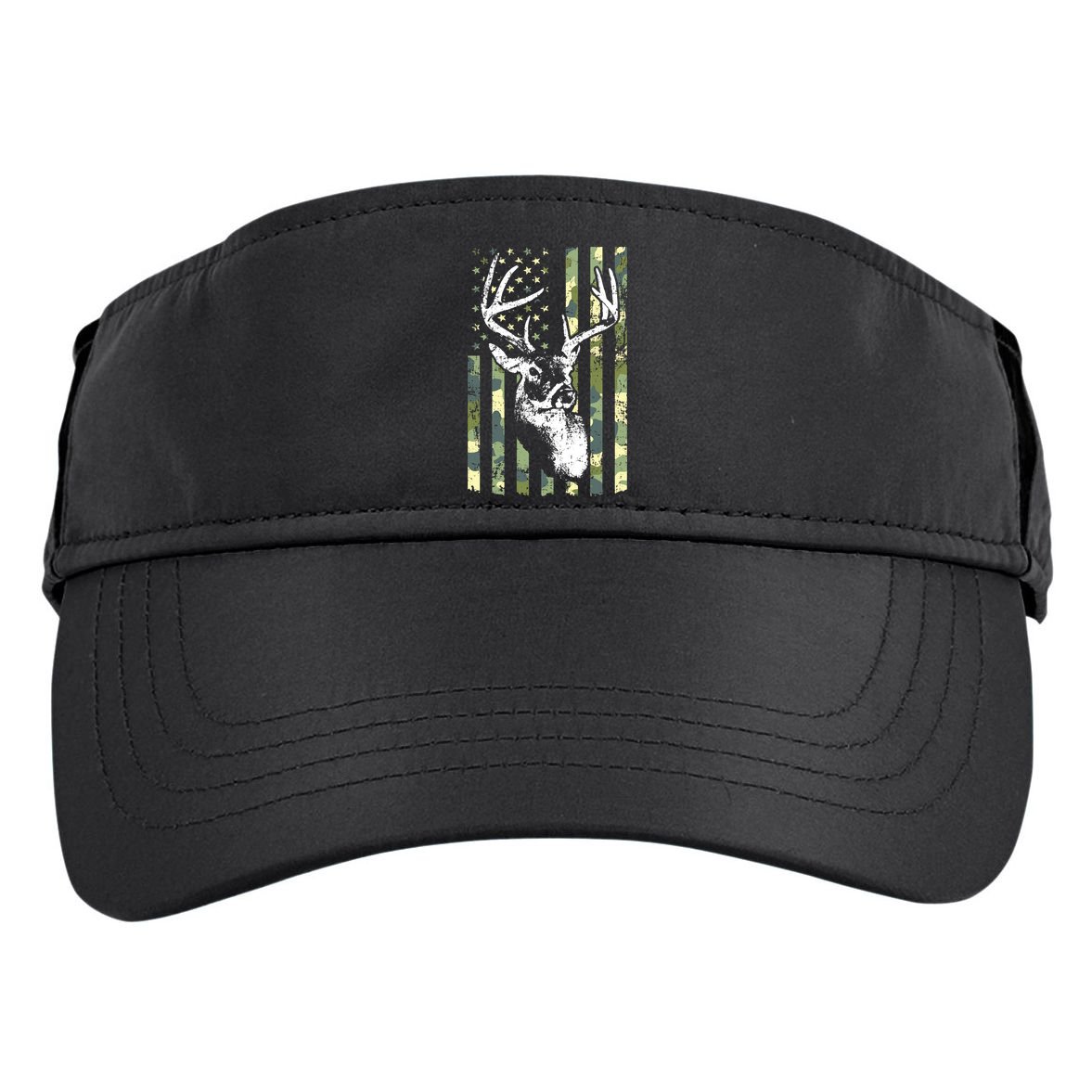 Whitetail Buck Deer Hunting USA Camouflage American Flag Adult Drive Performance Visor
