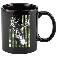 Whitetail Buck Deer Hunting USA Camouflage American Flag 11oz C Handle Ceramic Mug
