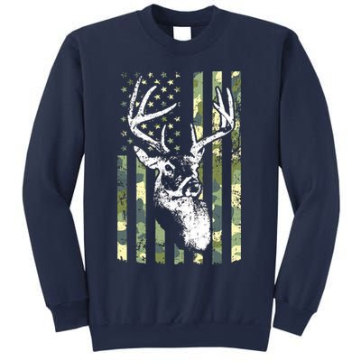 Whitetail Buck Deer Hunting USA Camouflage American Flag Sweatshirt