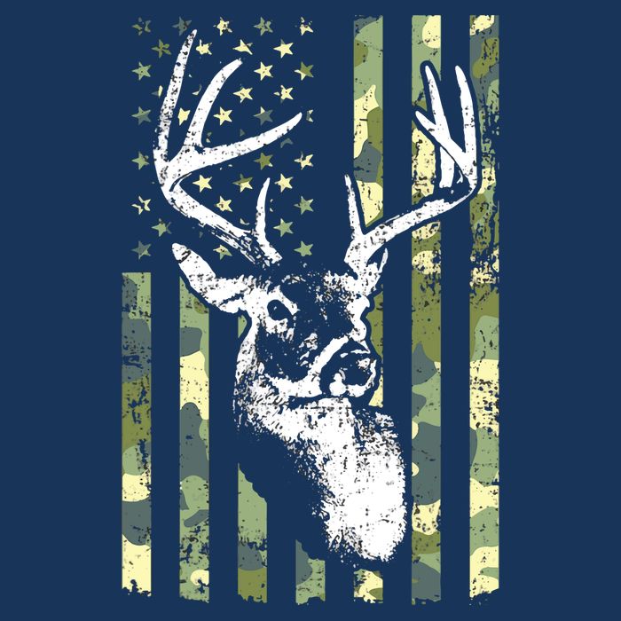Whitetail Buck Deer Hunting USA Camouflage American Flag Flatbill Hat