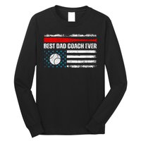 Womens Best Dad Coach Ever Fathers Day USA Day Vintage Baseball Long Sleeve Shirt