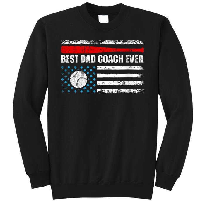 Womens Best Dad Coach Ever Fathers Day USA Day Vintage Baseball Sweatshirt