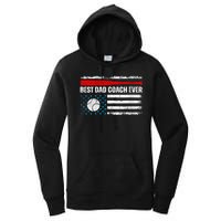 Womens Best Dad Coach Ever Fathers Day USA Day Vintage Baseball Women's Pullover Hoodie