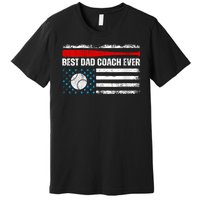 Womens Best Dad Coach Ever Fathers Day USA Day Vintage Baseball Premium T-Shirt