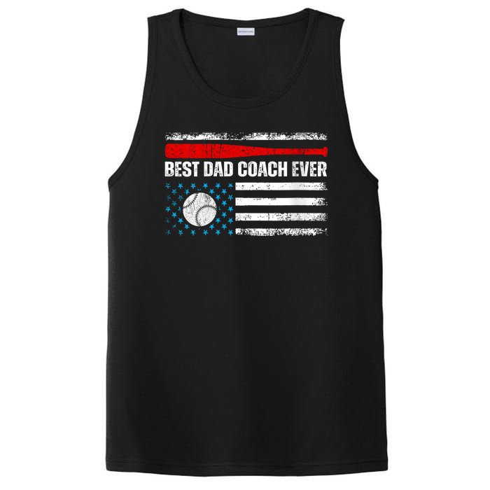 Womens Best Dad Coach Ever Fathers Day USA Day Vintage Baseball PosiCharge Competitor Tank