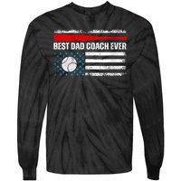 Womens Best Dad Coach Ever Fathers Day USA Day Vintage Baseball Tie-Dye Long Sleeve Shirt