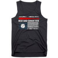 Womens Best Dad Coach Ever Fathers Day USA Day Vintage Baseball Tank Top