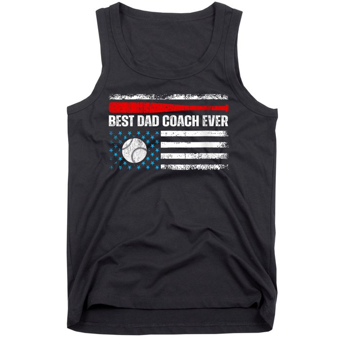 Womens Best Dad Coach Ever Fathers Day USA Day Vintage Baseball Tank Top