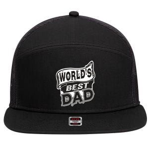 World's Best Dad Funny Fathers Dad Gift 7 Panel Mesh Trucker Snapback Hat