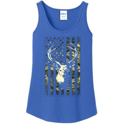 Whitetail Buck Deer Hunting American Flag Camouflage Hunter Gift Ladies Essential Tank