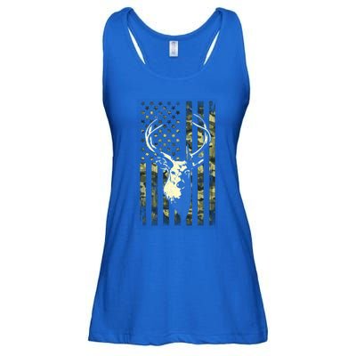 Whitetail Buck Deer Hunting American Flag Camouflage Hunter Gift Ladies Essential Flowy Tank