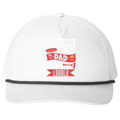 Warning Barbecue Dad Will Yell Loudly Bbq Father Grill Daddy Meaningful Gift Snapback Five-Panel Rope Hat