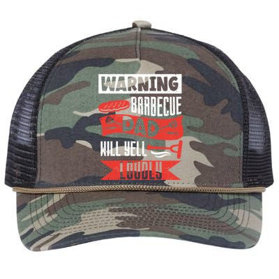 Warning Barbecue Dad Will Yell Loudly Bbq Father Grill Daddy Meaningful Gift Retro Rope Trucker Hat Cap