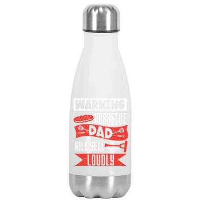 Warning Barbecue Dad Will Yell Loudly Bbq Father Grill Daddy Meaningful Gift Stainless Steel Insulated Water Bottle