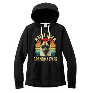 Womens Best Dog Grandma Ever Norwegian Elkhound Mother's Day Women's Fleece Hoodie