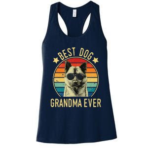 Womens Best Dog Grandma Ever Norwegian Elkhound Mother's Day Women's Racerback Tank