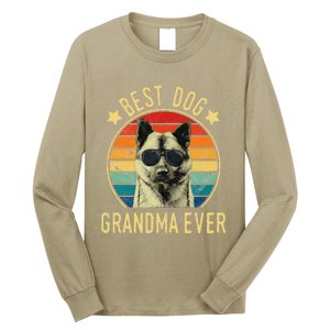 Womens Best Dog Grandma Ever Norwegian Elkhound Mother's Day Long Sleeve Shirt