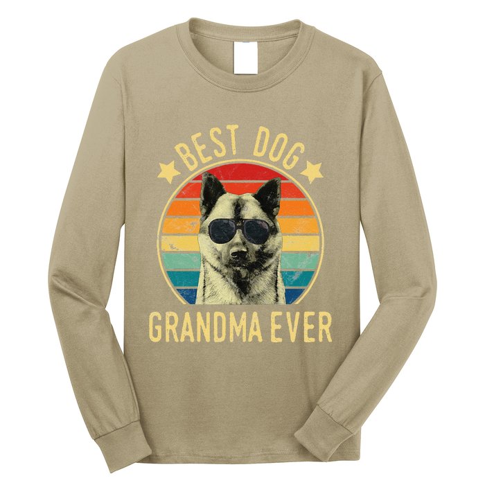 Womens Best Dog Grandma Ever Norwegian Elkhound Mother's Day Long Sleeve Shirt