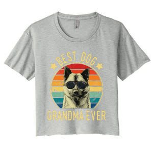 Womens Best Dog Grandma Ever Norwegian Elkhound Mother's Day Women's Crop Top Tee