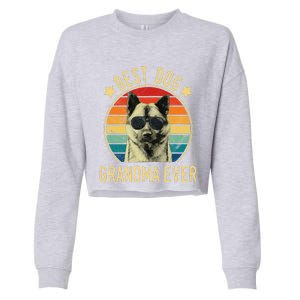 Womens Best Dog Grandma Ever Norwegian Elkhound Mother's Day Cropped Pullover Crew